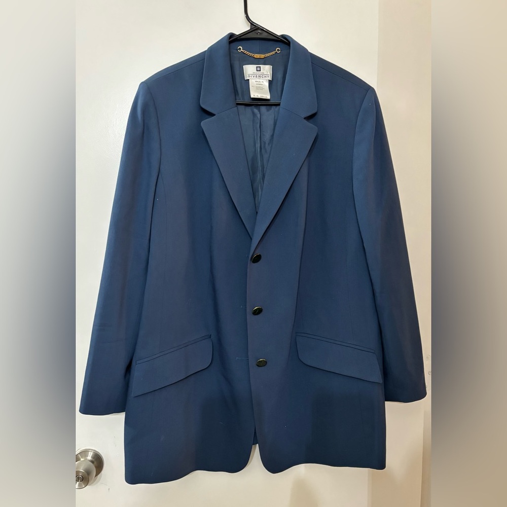 GIVENCHY RN NR 133615396 Women’s Blue Oversized Shearing Wool Blazer Size 18W